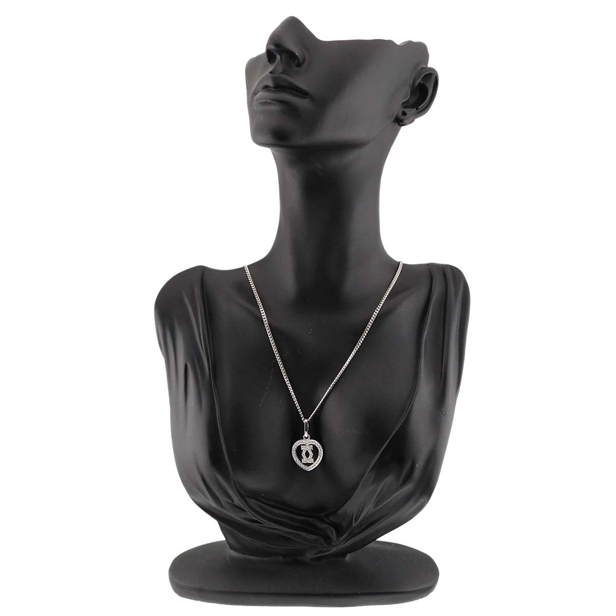 2C Diamond Heart Necklace 18K White Gold 750