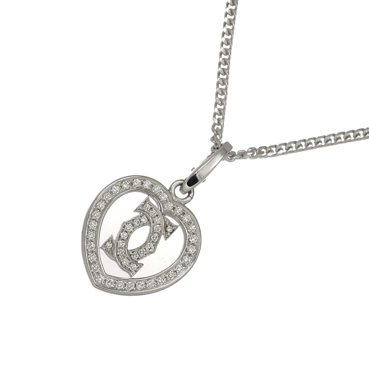 2C Diamond Heart Necklace 18K White Gold 750