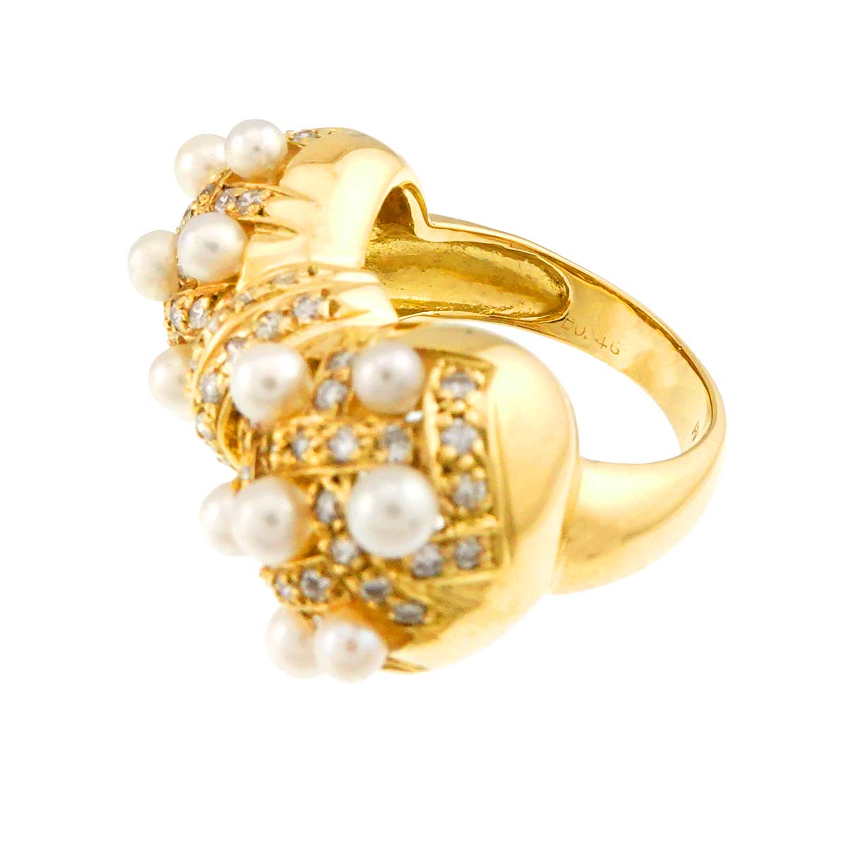 Baby Pearl Diamond 0.46ct Ring 18K YG 750 Size:5.25(US)