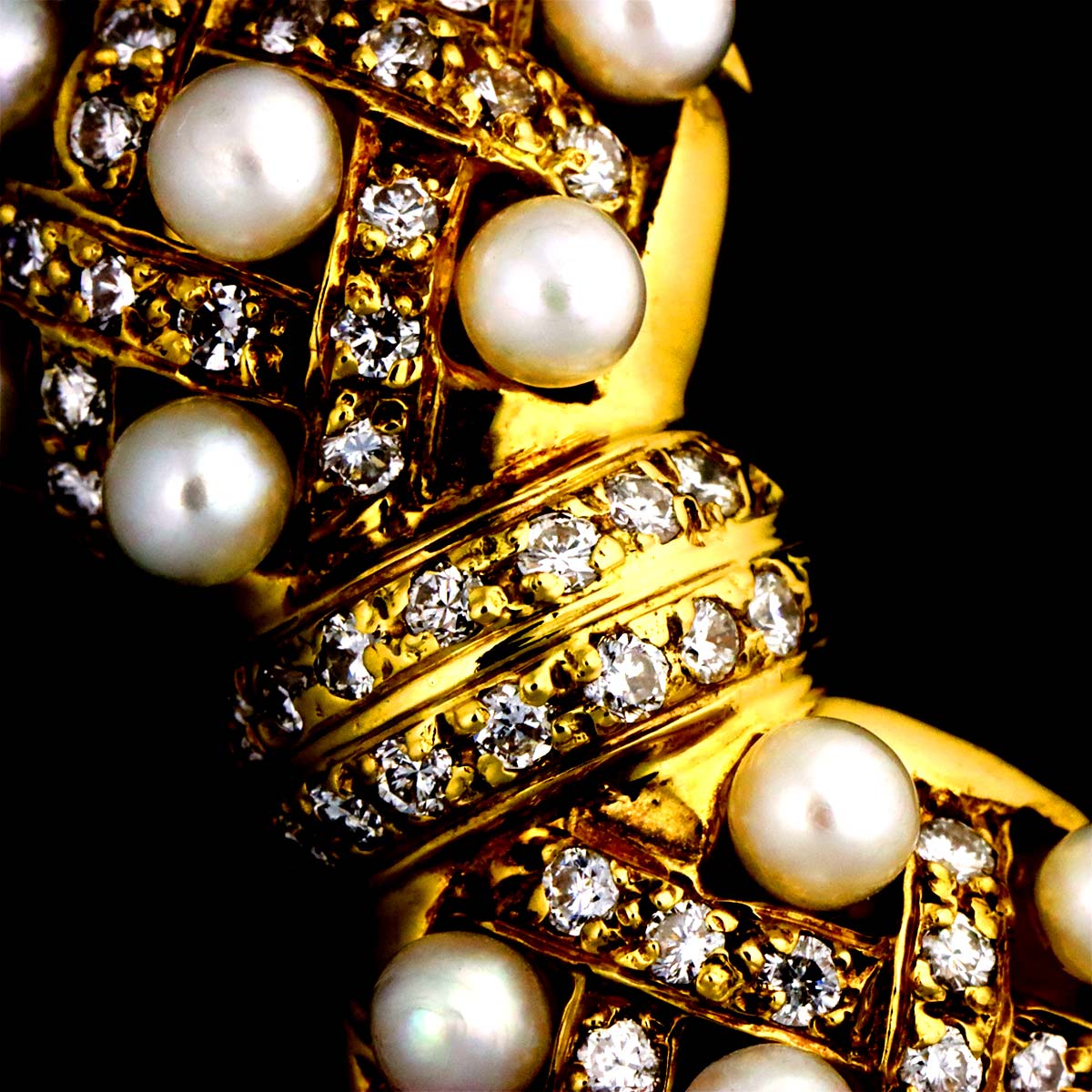 Baby Pearl Diamond 0.46ct Ring 18K YG 750 Size:5.25(US)