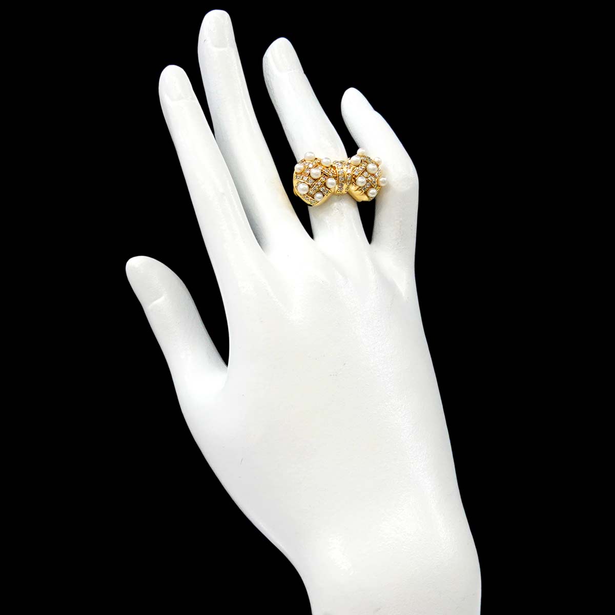 Baby Pearl Diamond 0.46ct Ring 18K YG 750 Size:5.25(US)