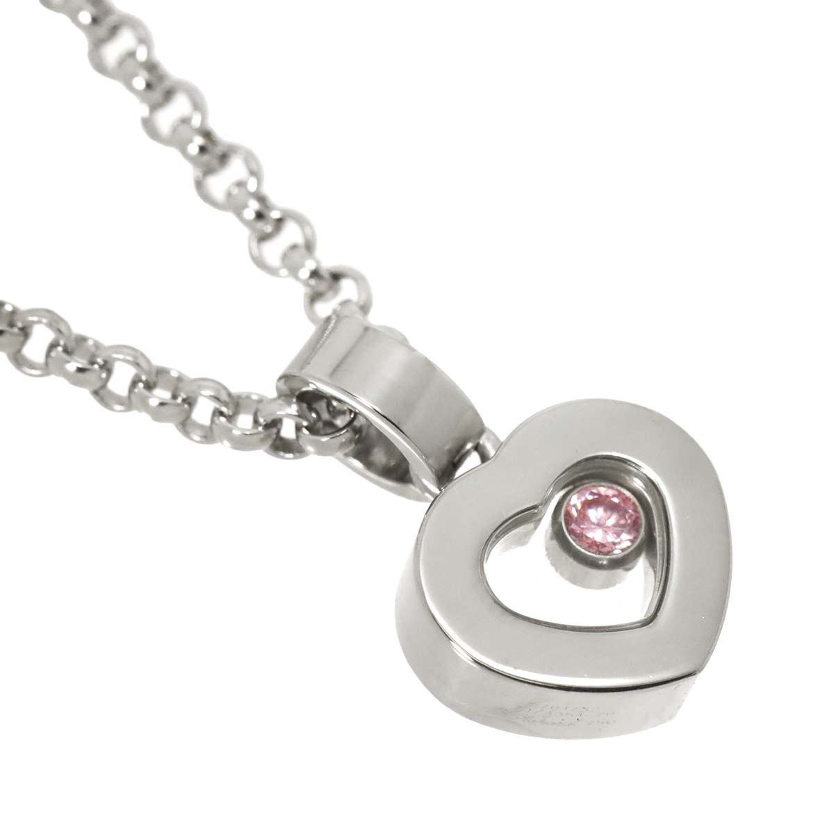 Happy Diamond Heart PinkDiamond Necklace 18K WG 750