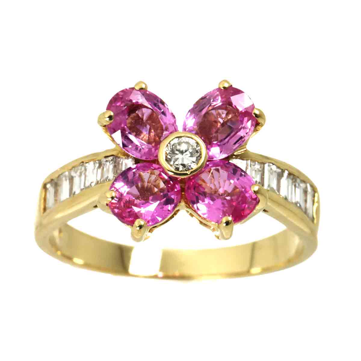 Sapphire 1.79ct Diamond 0.47ct Ring 18K YG Size:5.75-6US