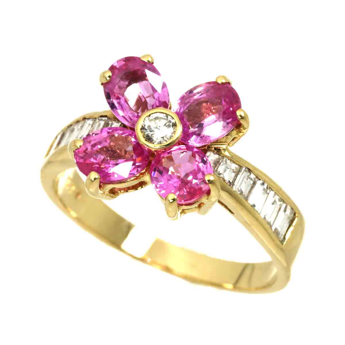 Sapphire 1.79ct Diamond 0.47ct Ring 18K YG Size:5.75-6US