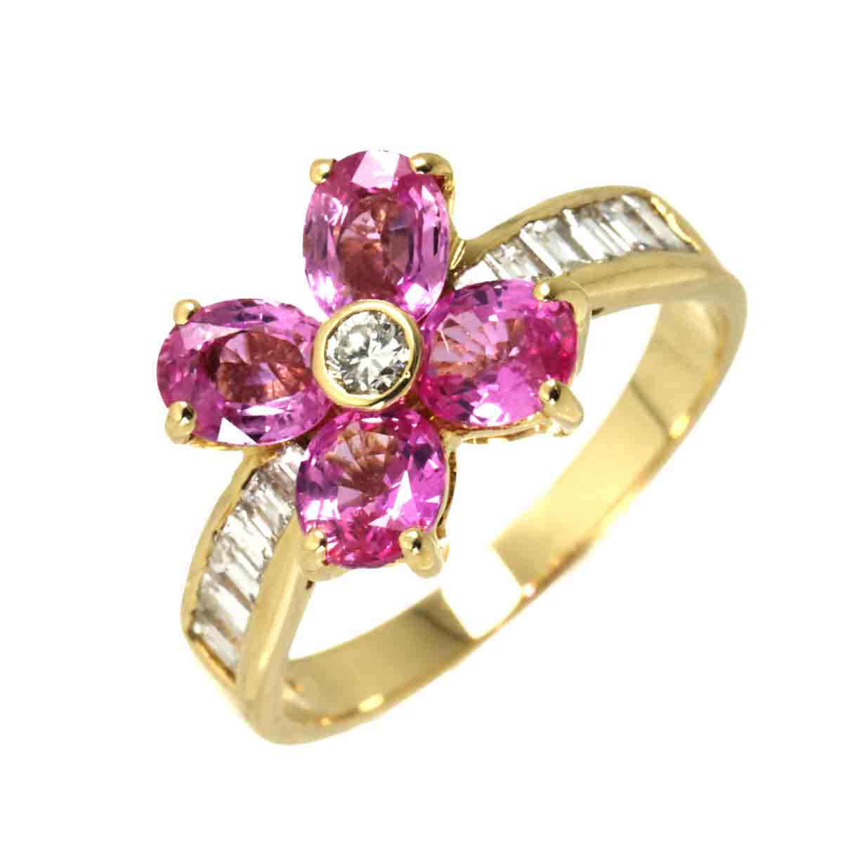 Sapphire 1.79ct Diamond 0.47ct Ring 18K YG Size:5.75-6US