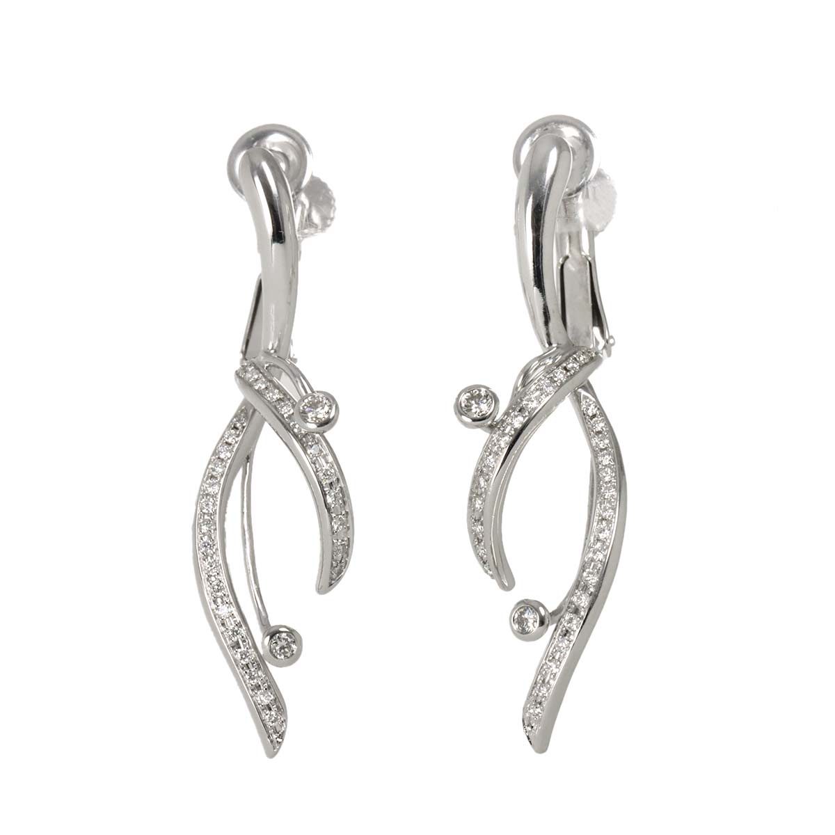 Diamond 0.46ct Earrings Clip on 18K 14K WG 750 585