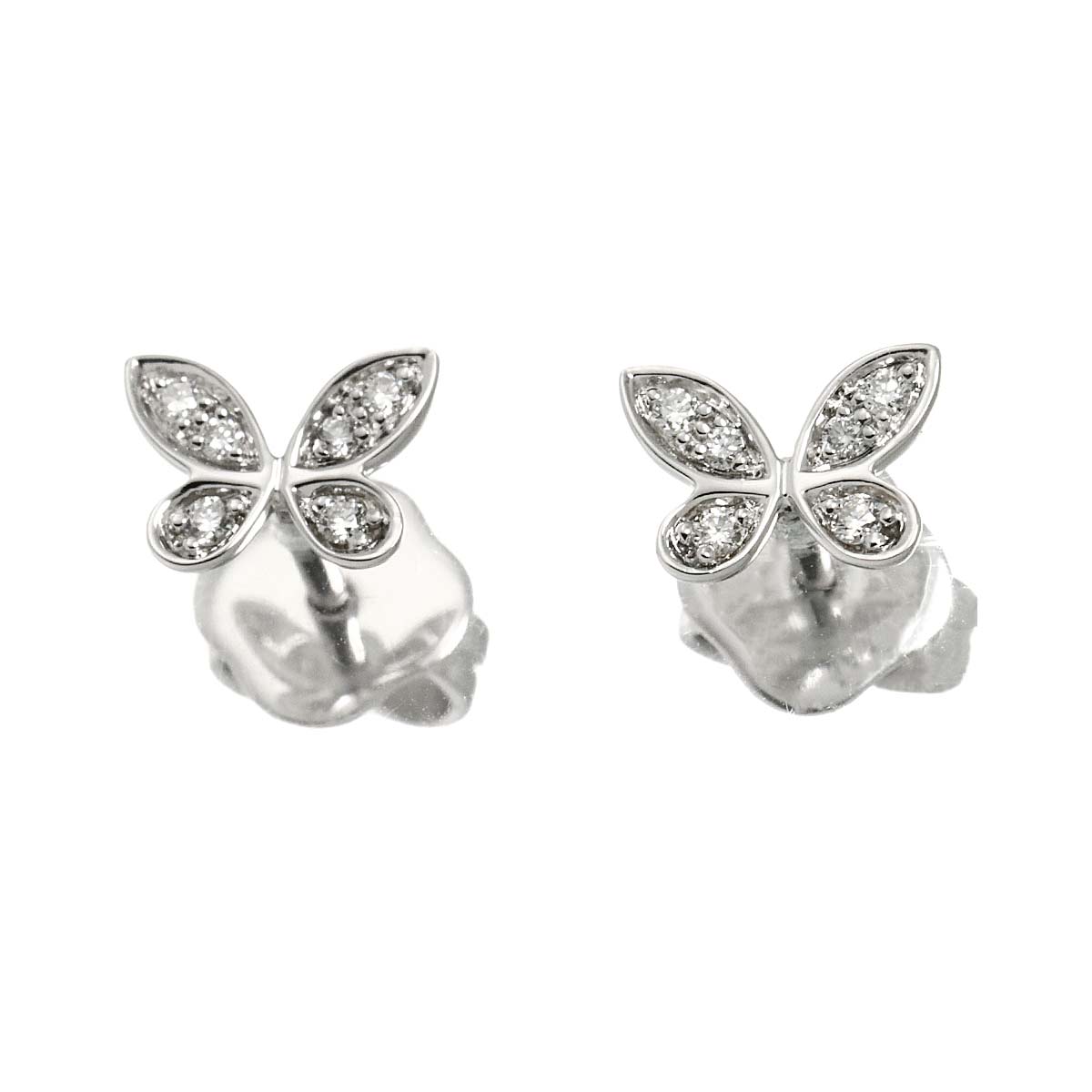 Pave butterfly Diamond Earrings Pierced 18K WG 750