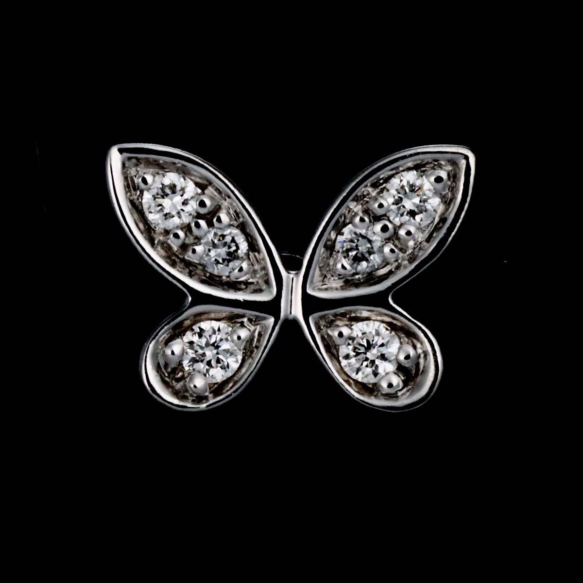 Pave butterfly Diamond Earrings Pierced 18K WG 750