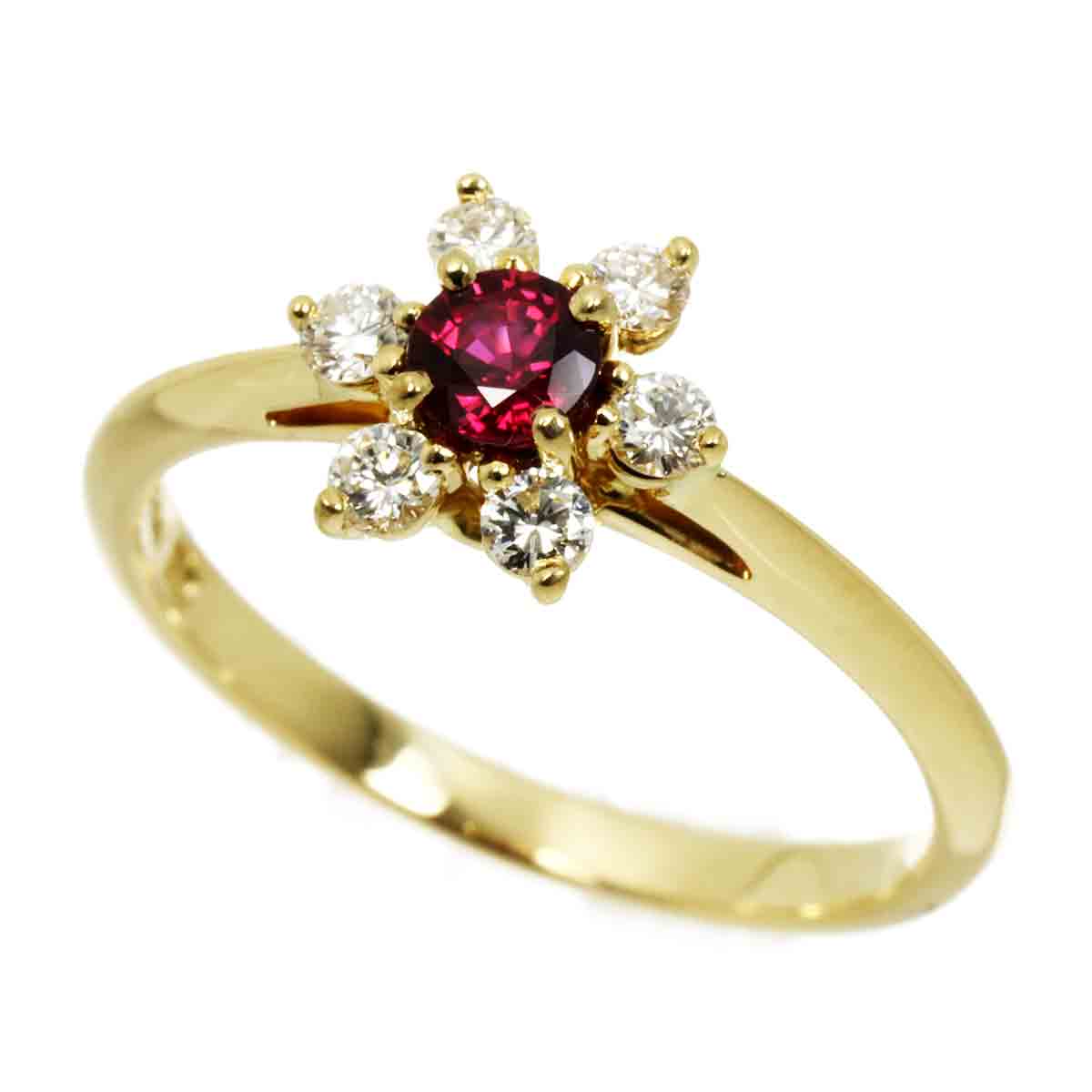 Ruby Diamond Ring 18K YG 750 size5.75-6(US)