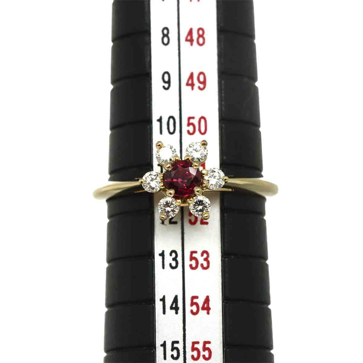Ruby Diamond Ring 18K YG 750 size5.75-6(US)