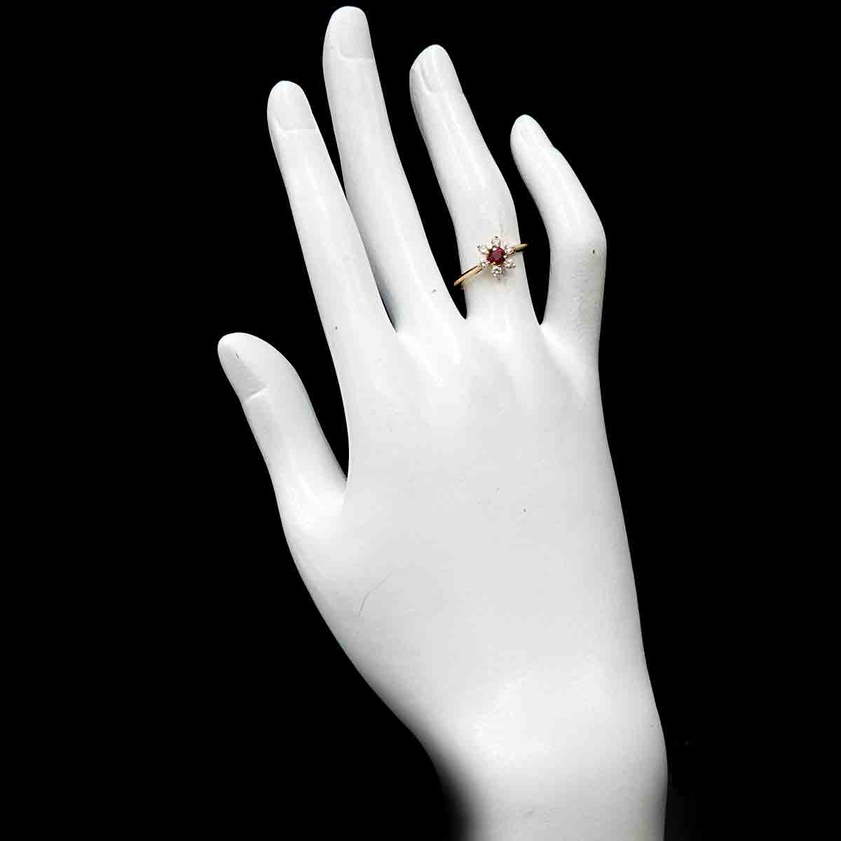 Ruby Diamond Ring 18K YG 750 size5.75-6(US)