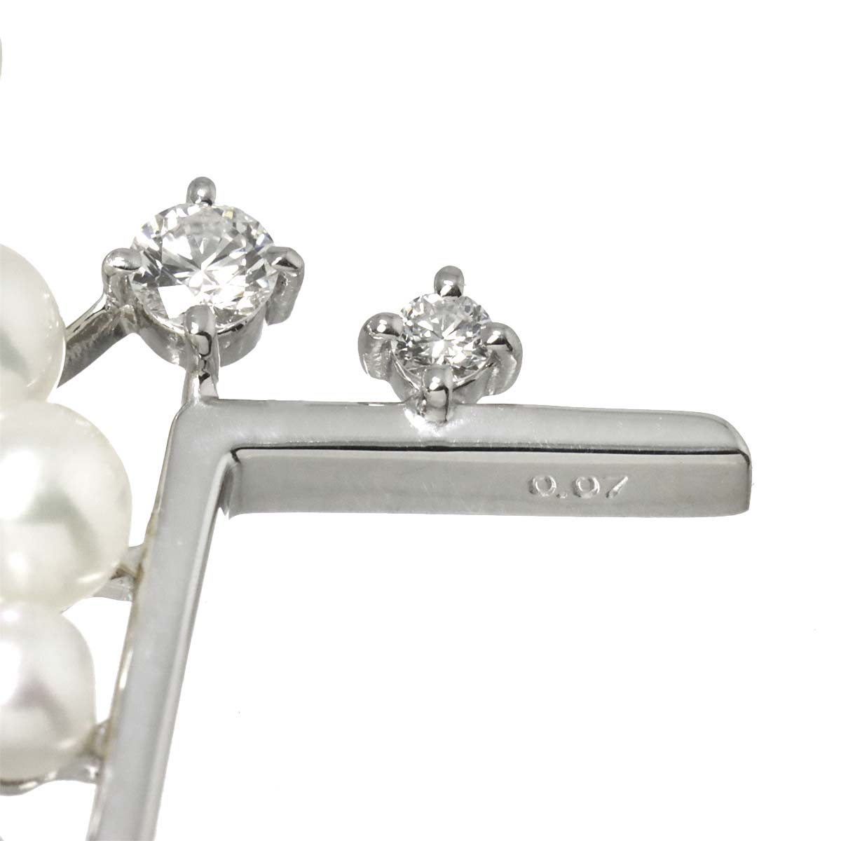 Baby Pearl Diamond 0.07ct Necklace 18K WG 750