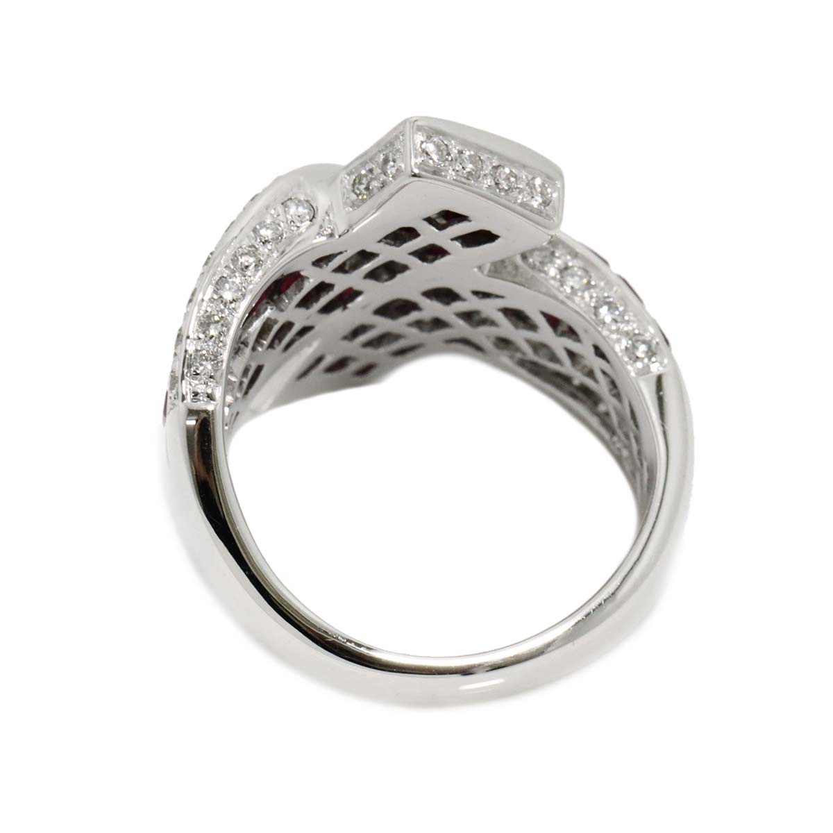 Ruby 3.521ct Diamond 0.591ct Ring 18K WG size6.5-6.75(US)