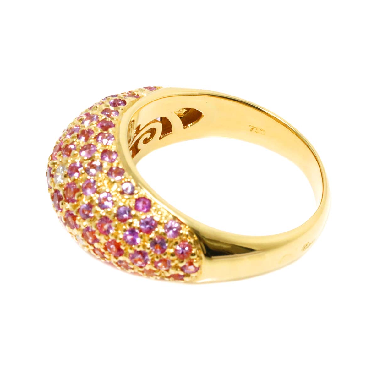 Sapphire Diamond Ring 18K Yellow Gold 750 size7.75-8(US)