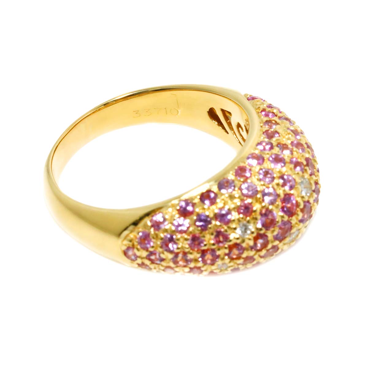 Sapphire Diamond Ring 18K Yellow Gold 750 size7.75-8(US)