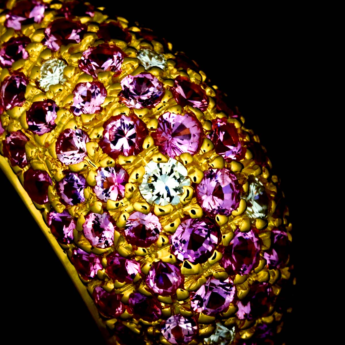 Sapphire Diamond Ring 18K Yellow Gold 750 size7.75-8(US)