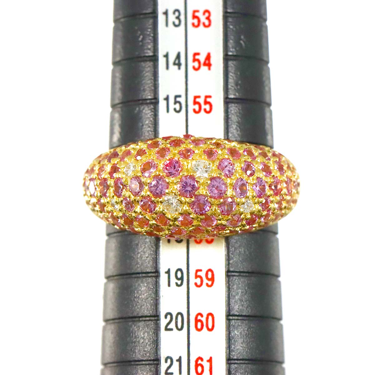 Sapphire Diamond Ring 18K Yellow Gold 750 size7.75-8(US)