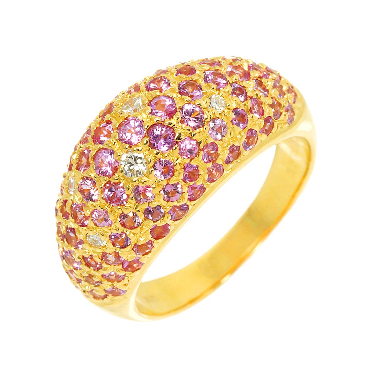 Sapphire Diamond Ring 18K Yellow Gold 750 size7.75-8(US)