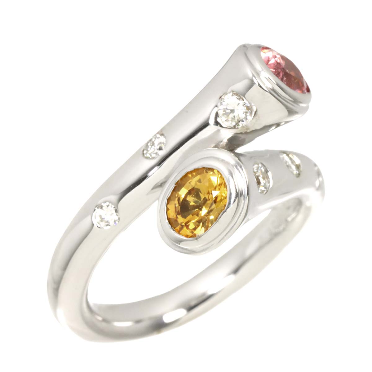 Sapphire 0.55ct/0.53ct Diamond 0.227ct Ring 18K K18 WG size4.5(US)