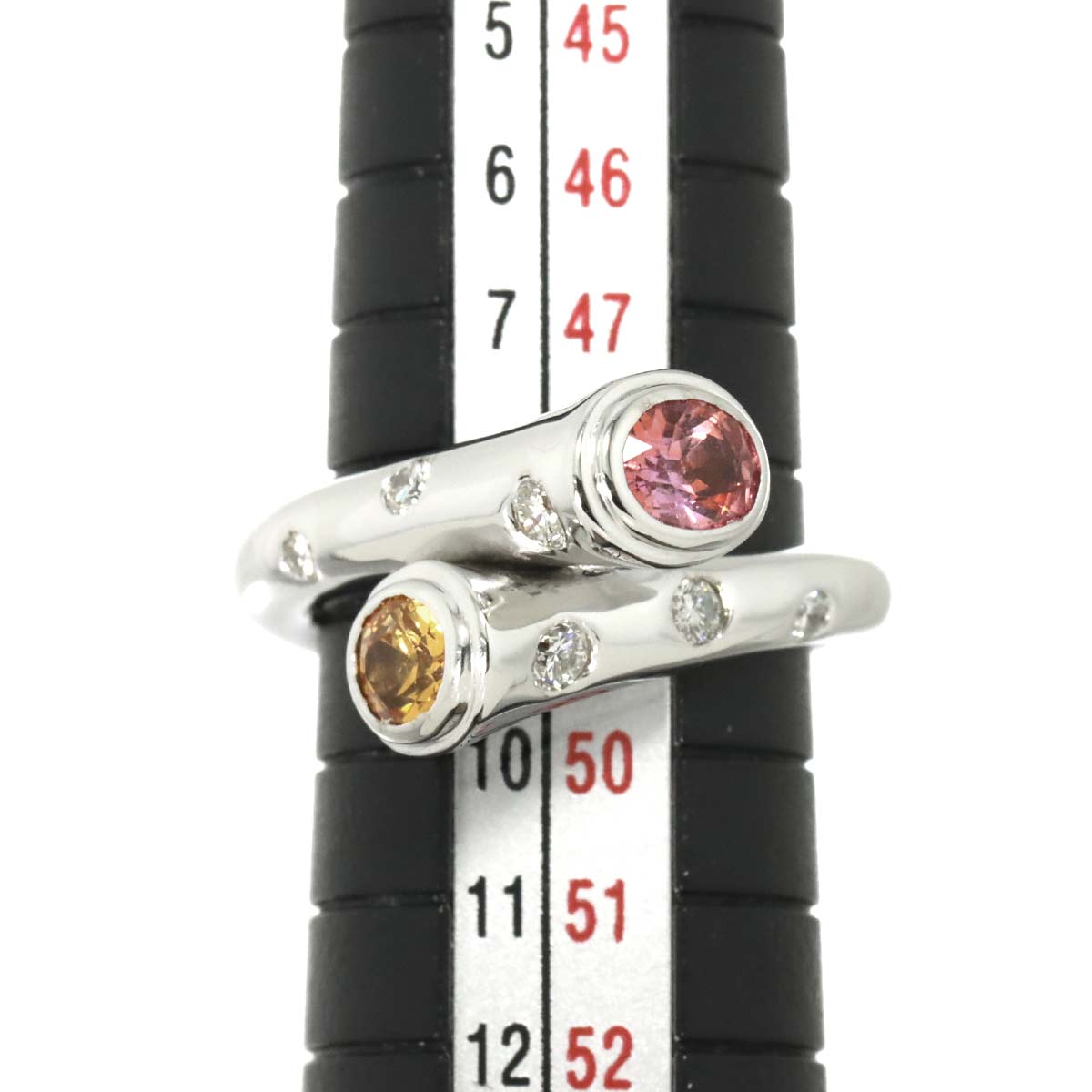 Sapphire 0.55ct/0.53ct Diamond 0.227ct Ring 18K K18 WG size4.5(US)