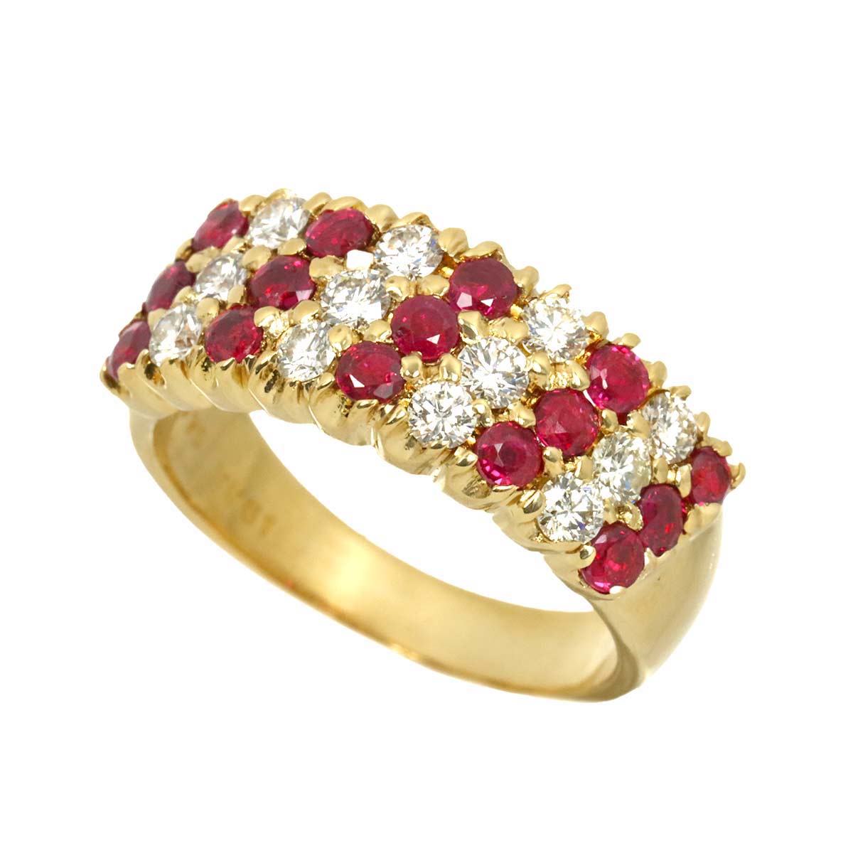 Ruby 0.95ct Diamond 0.61ct Ring 18K YG size6(US)