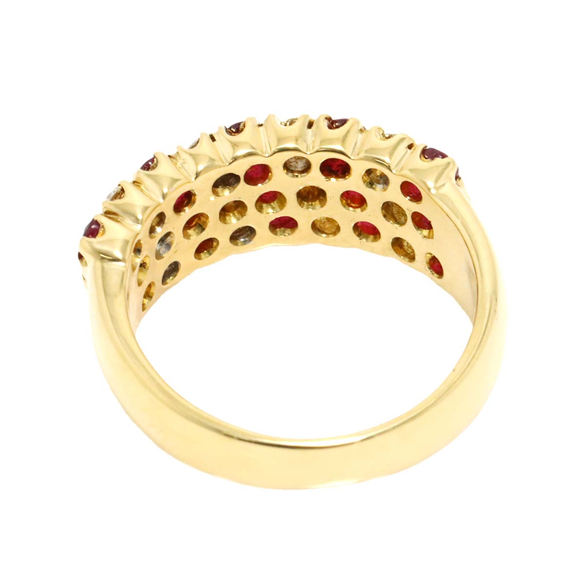 Ruby 0.95ct Diamond 0.61ct Ring 18K YG size6(US)