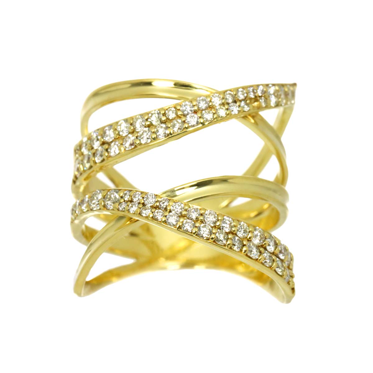 Diamond 0.81ct Ring 18K YG Yellow Gold 750 6.5-6.75(US)