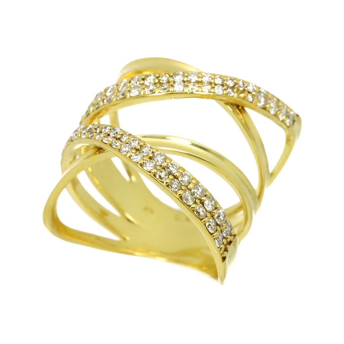 Diamond 0.81ct Ring 18K YG Yellow Gold 750 6.5-6.75(US)