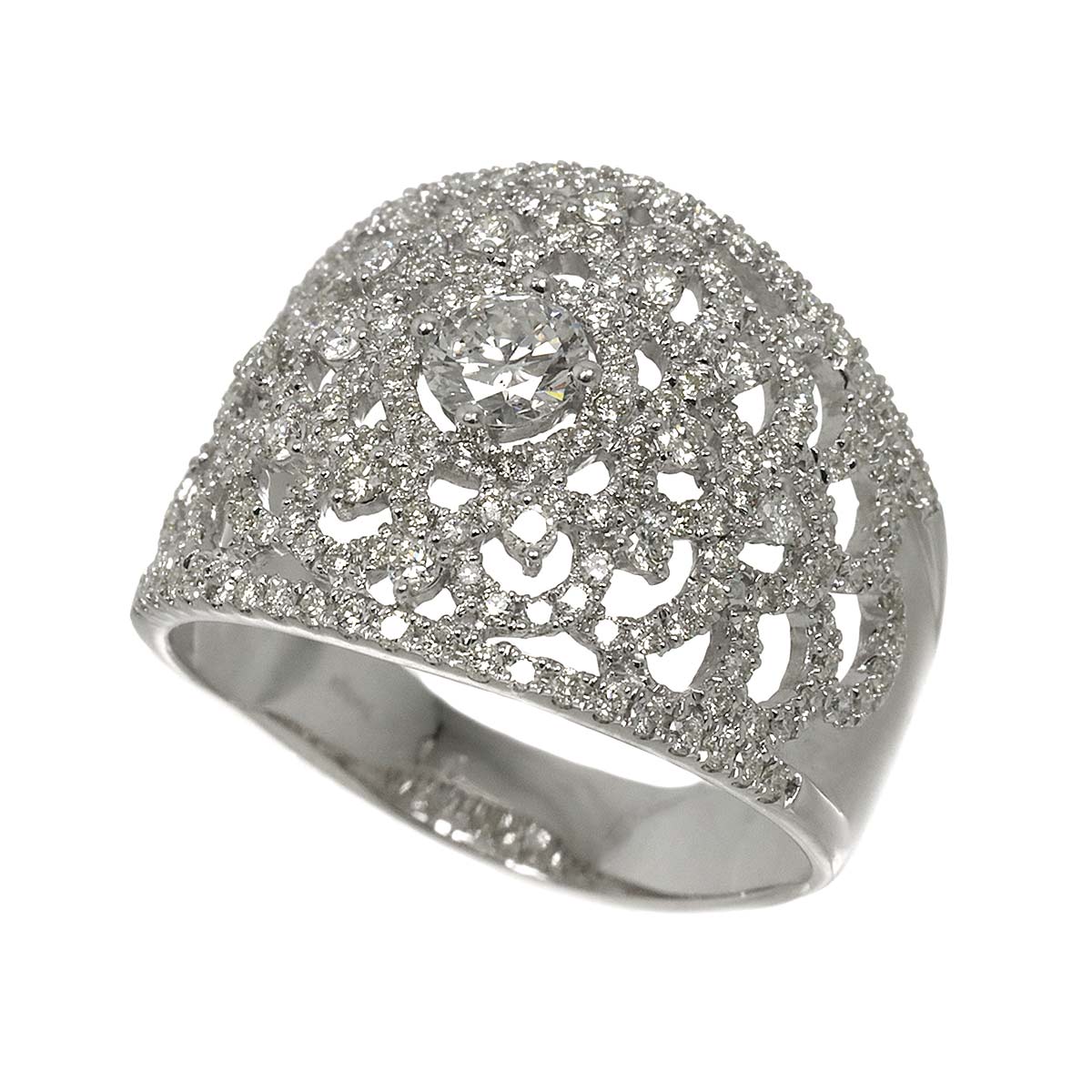 Diamond 0.384ct F/SI-2 1.19ct Ring 18K K18 WG White Gold size8.75-9(US)