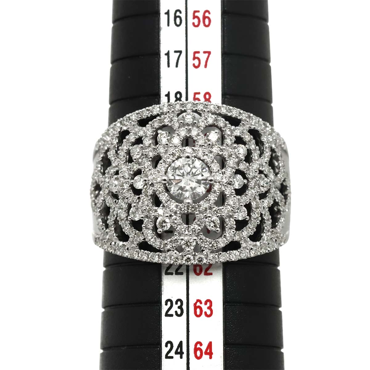Diamond 0.384ct F/SI-2 1.19ct Ring 18K K18 WG White Gold size8.75-9(US)