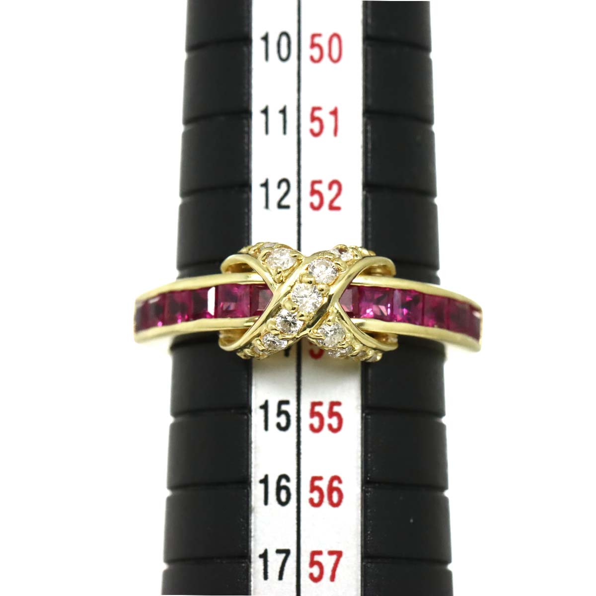 Ruby 1.00ct Diamond 0.23ct Ring 18K YG Yellow Gold 750 6.5-6.75(US)
