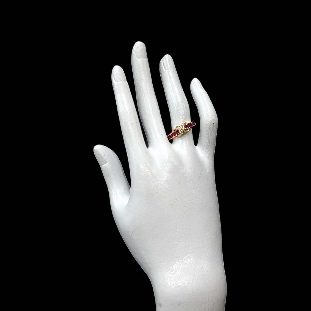 Ruby 1.00ct Diamond 0.23ct Ring 18K YG Yellow Gold 750 6.5-6.75(US)