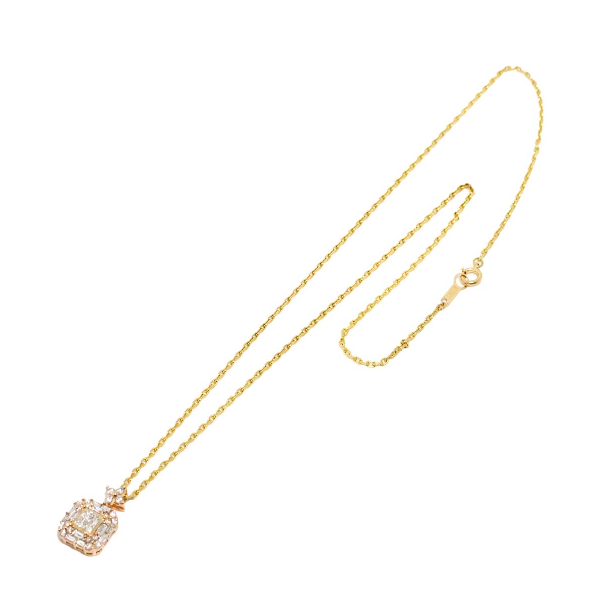 Diamond 0.75ct Necklace 18K K18 PG YG Pink Yellow Gold