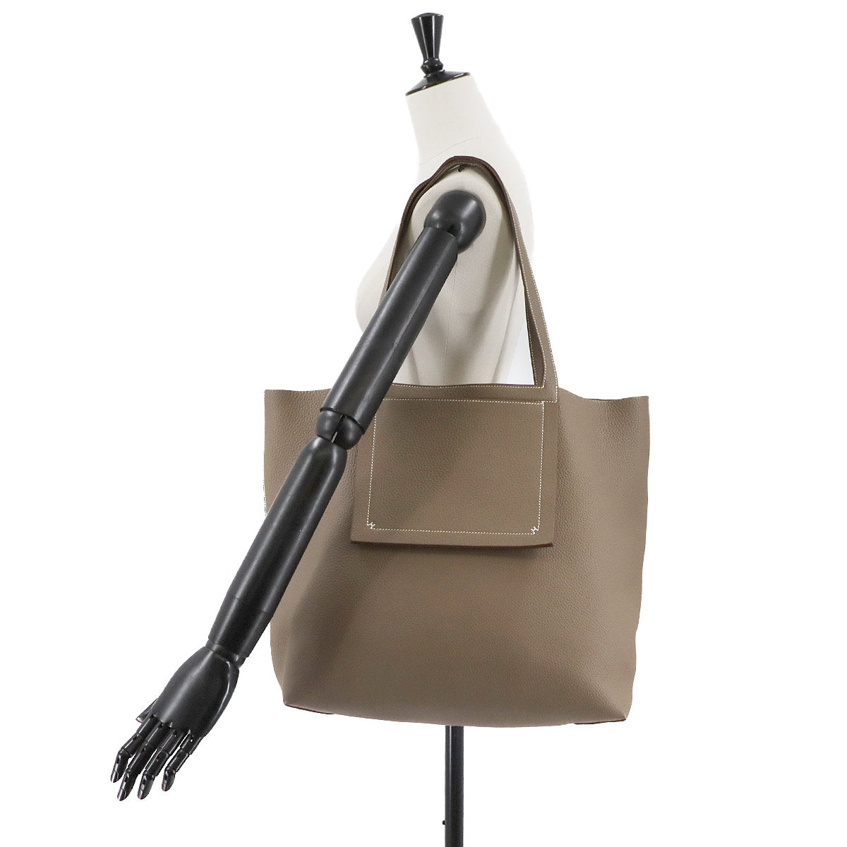Cabasellier 46 Tote Bag Taurillon Clemence Etoupe Purse
