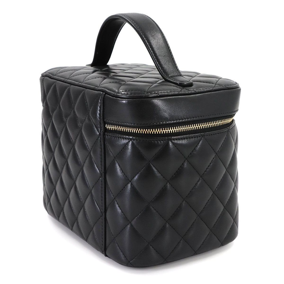 Vanity Hand Bag Leather Black A08913 Coco Logos Purse