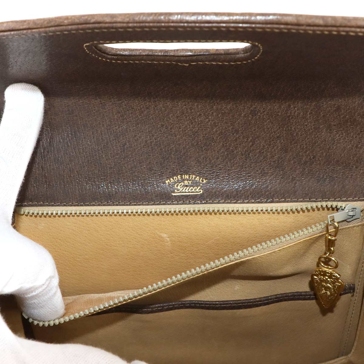 Bamboo Hand Bag GG Canvas Leather Beige Brown Purse