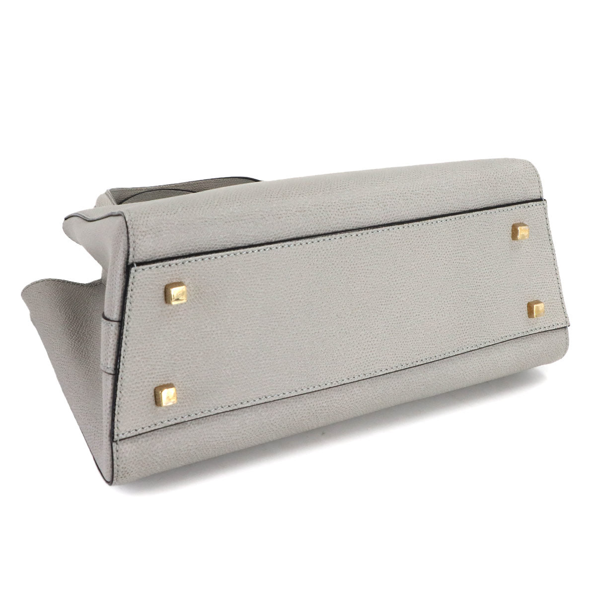 Medium Triennale Hand Shoulder Bag Leather Gray Purse