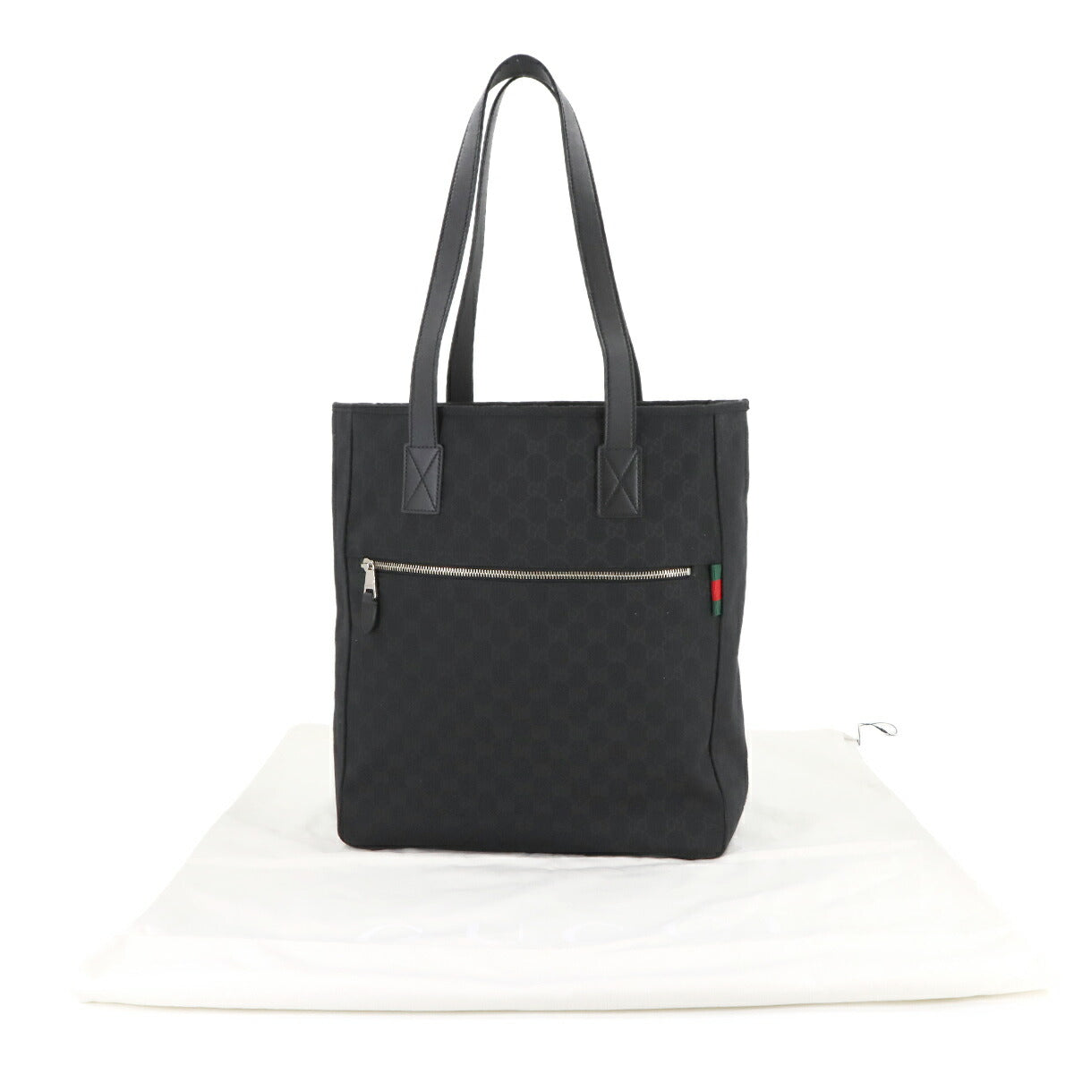 GG Canvas Tote Bag Leather Black 834796 Purse