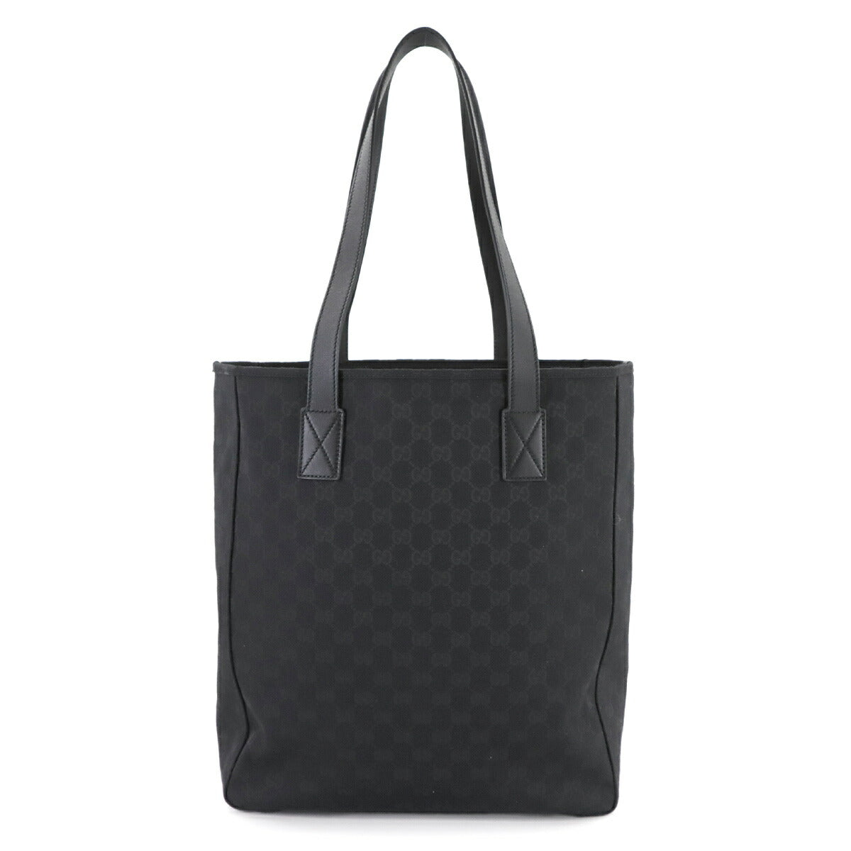 GG Canvas Tote Bag Leather Black 834796 Purse