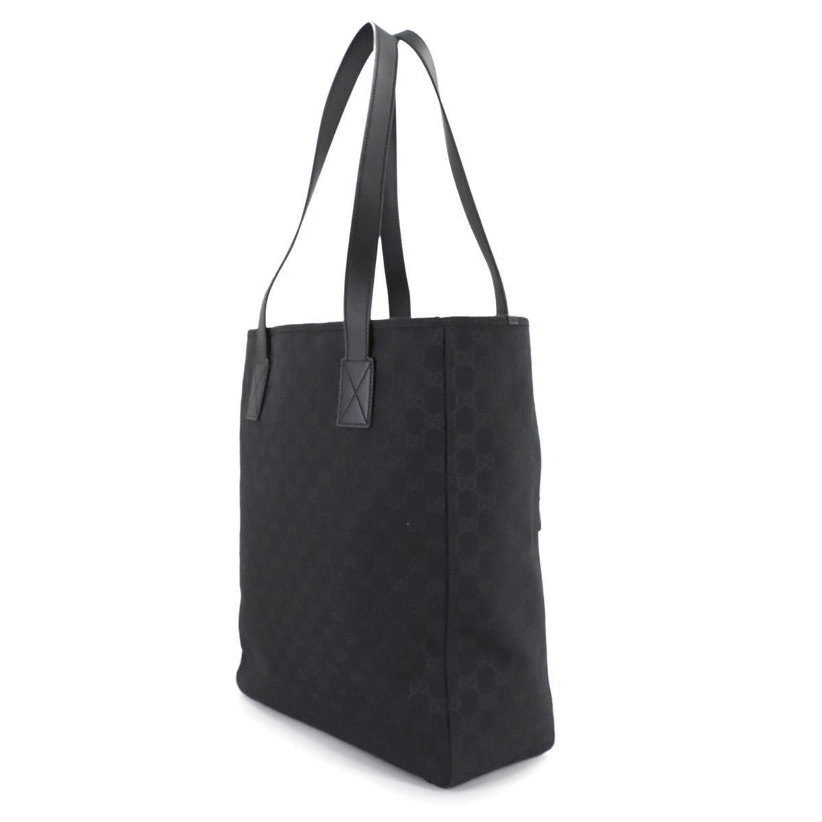 GG Canvas Tote Bag Leather Black 834796 Purse