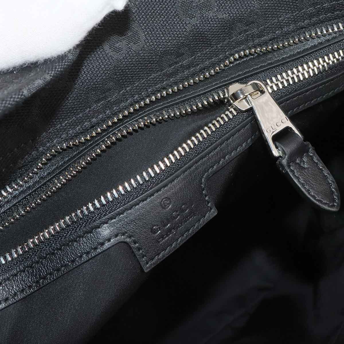 GG Canvas Tote Bag Leather Black 834796 Purse