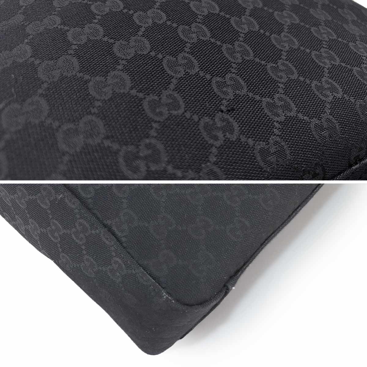 GG Canvas Tote Bag Leather Black 834796 Purse