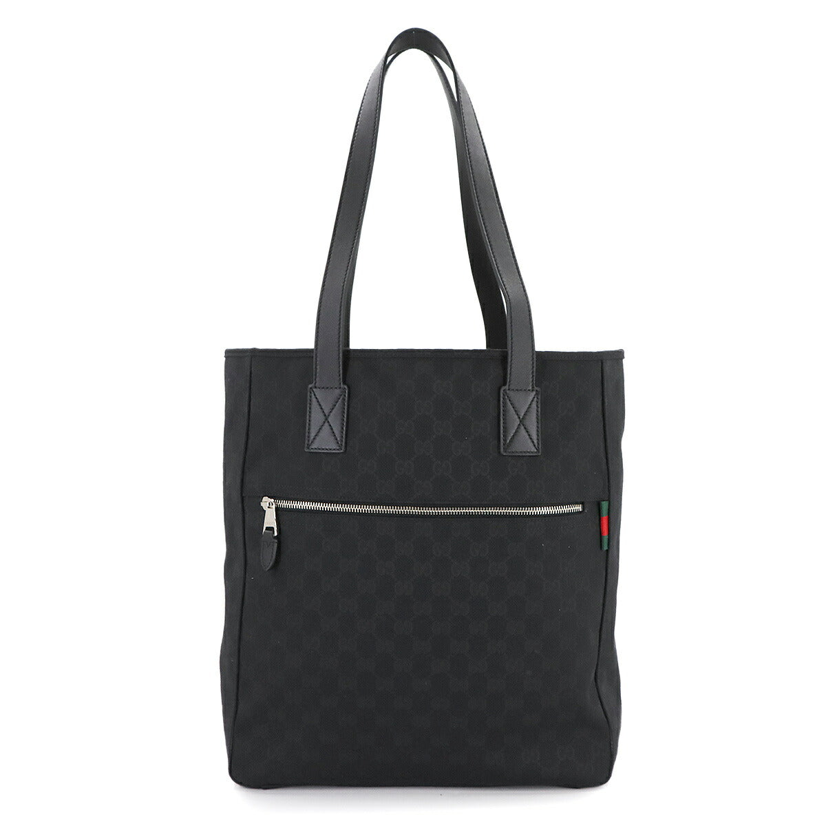 GG Canvas Tote Bag Leather Black 834796 Purse