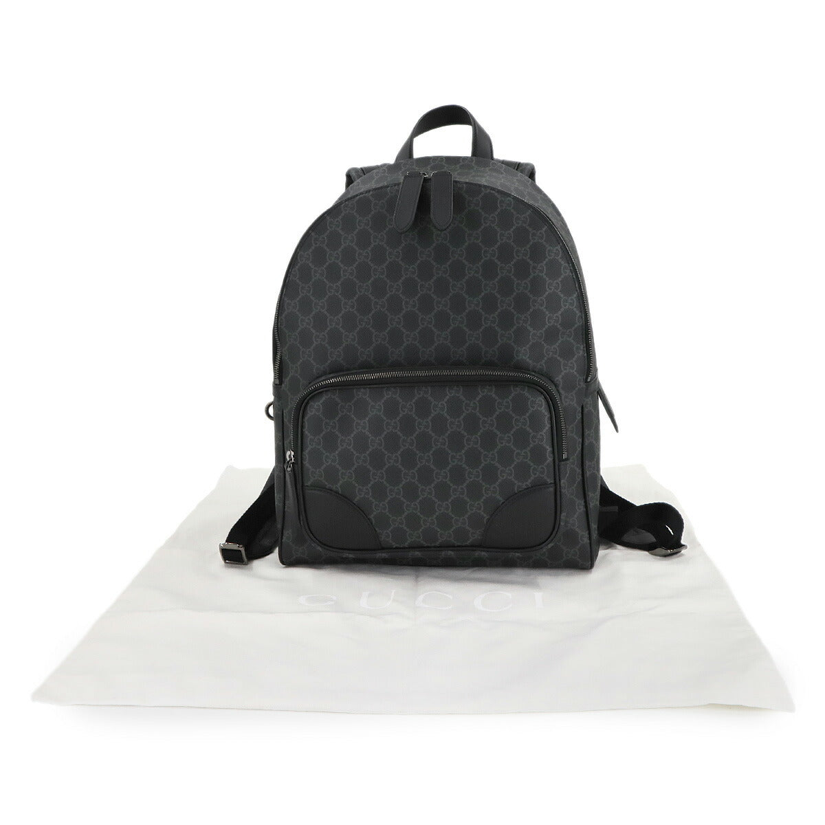 GG Emblem Backpack Fabric Leather Black 821159 Purse