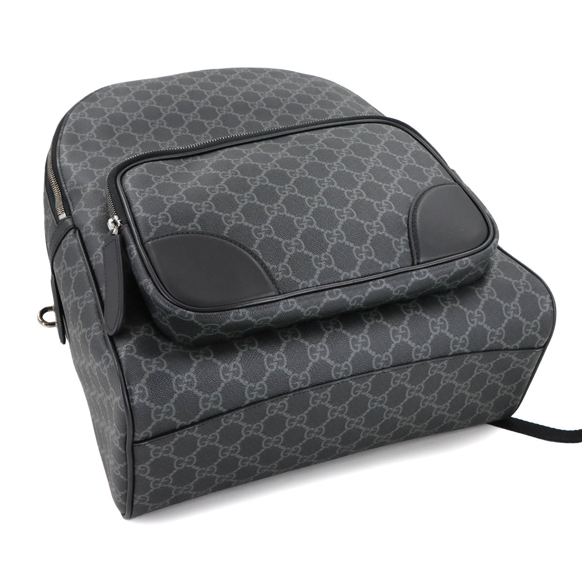 GG Emblem Backpack Fabric Leather Black 821159 Purse