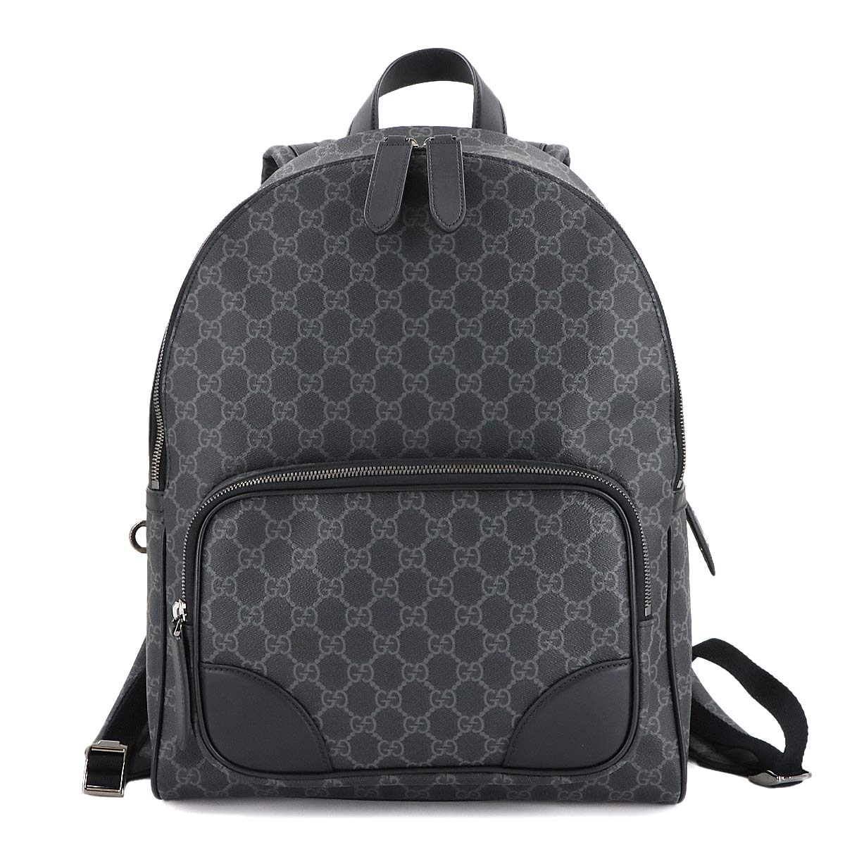 GG Emblem Backpack Fabric Leather Black 821159 Purse