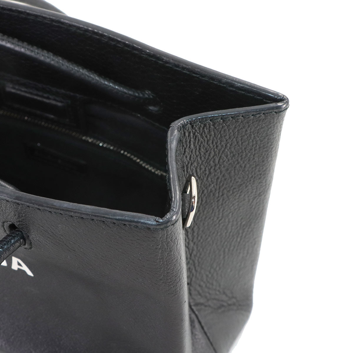 2way Hand Shoulder Bag Leather Black White 531546