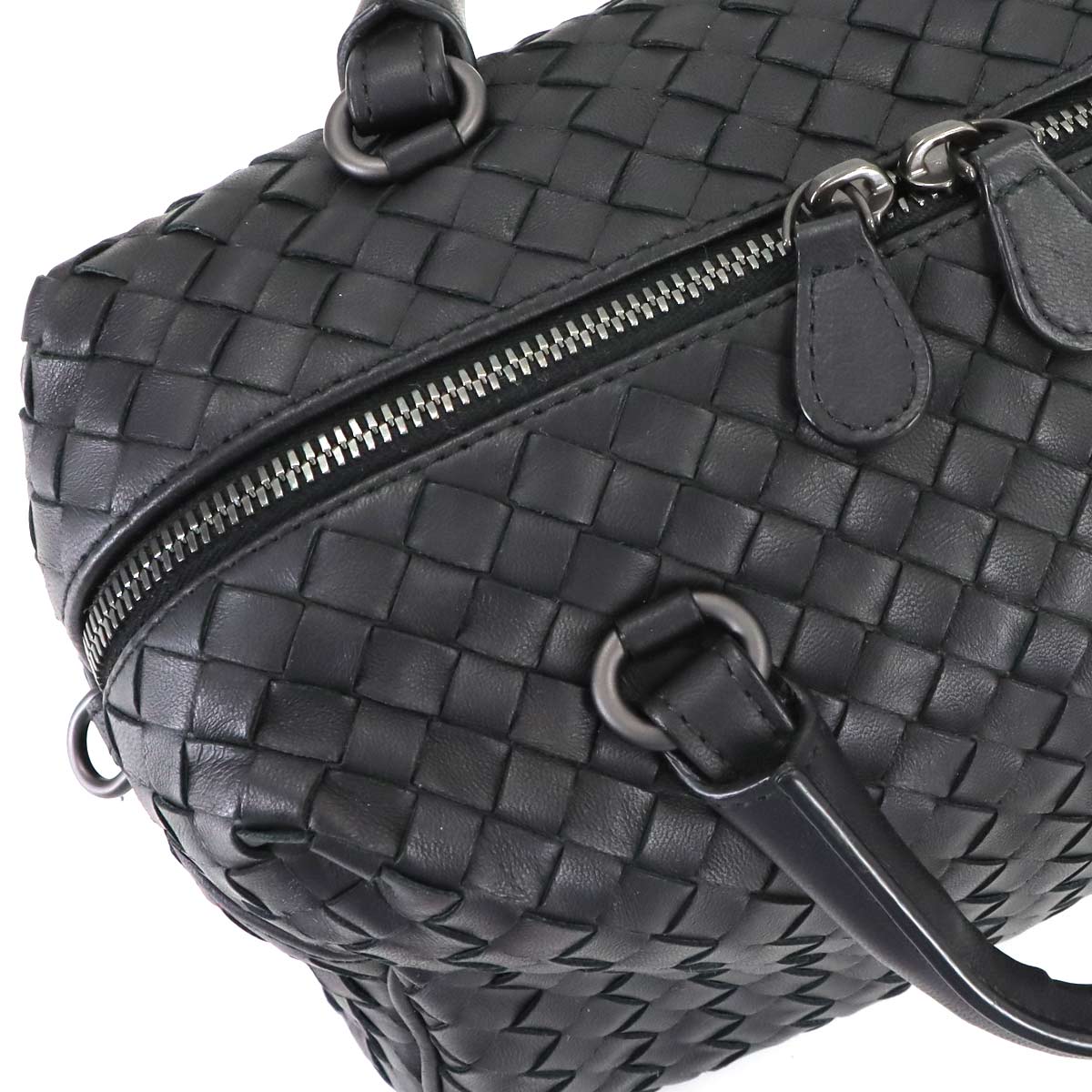 Intrecciato Mini Boston Bag Leather Black 428051