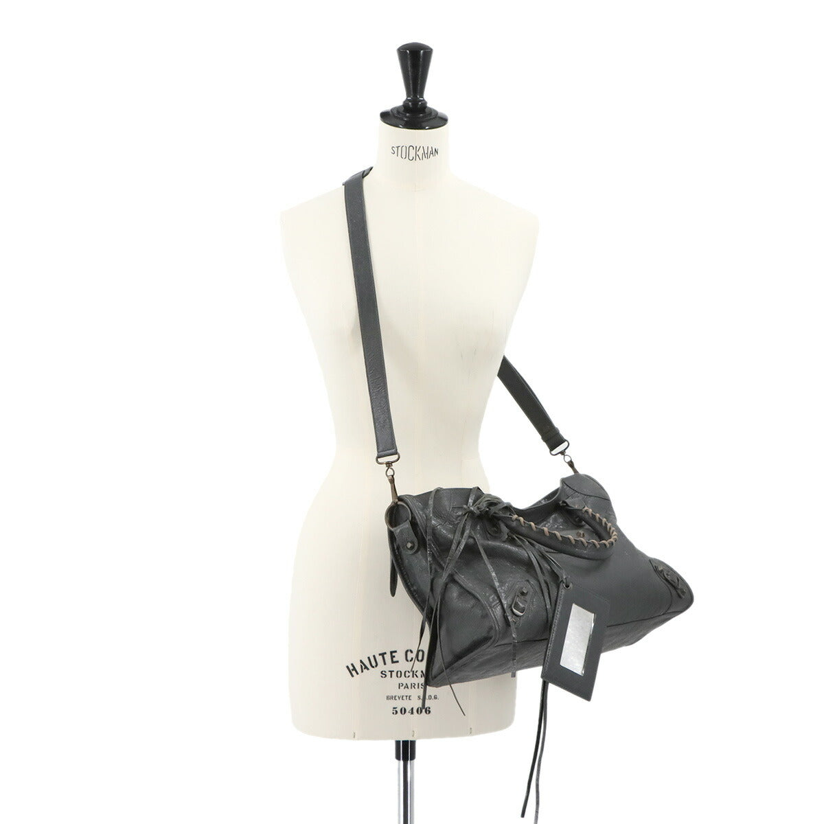 The City Hand Shoulder Bag Leather Gray 115748