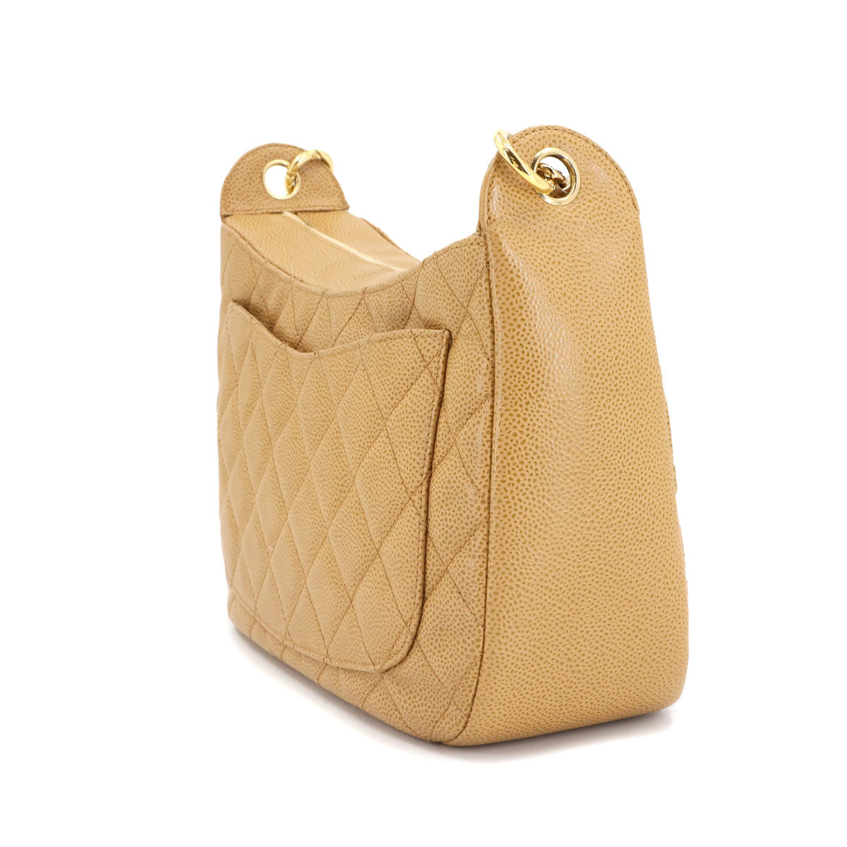 Matelasse Chain Shoulder Bag Leather Beige A20993